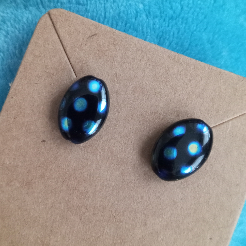hand crafted New polka dot mirrored statement stud post back earrings